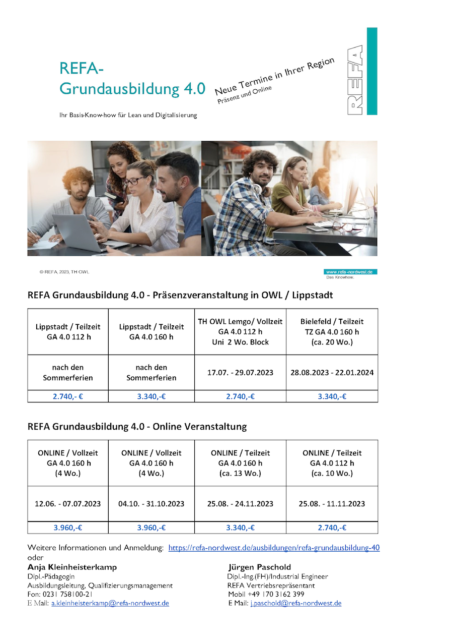 REFA-Know-how und Industrial Engineers gesucht!